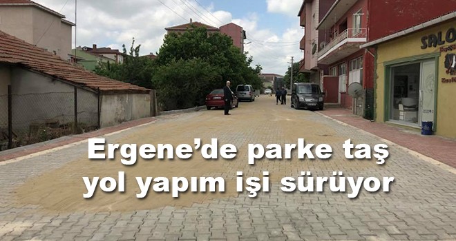 Ergene’de parke taş yapım işi sürüyor