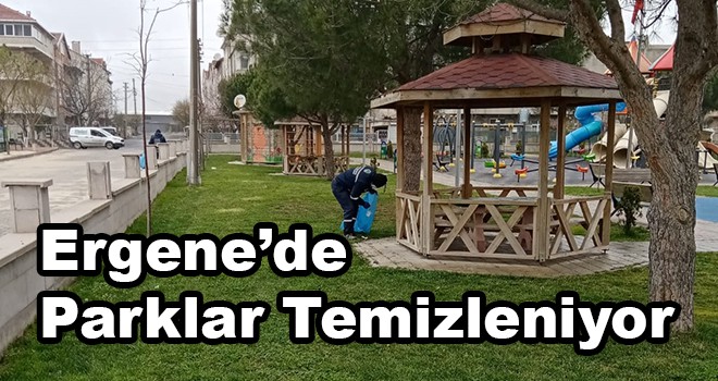 Ergene’deki Parklar Yıkanıp Temizleniyor