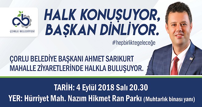 Başkan Sarıkurt Hürriyet Mahallesi Sakinleriyle Buluşacak