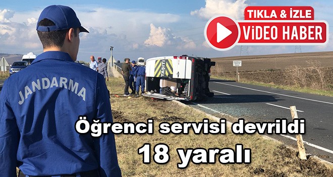 Öğrenci servisi devrildi 18 öğrenci yaralandı